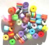 40 6x8mm Acrylic Striped Short Barrel Pastel Mix